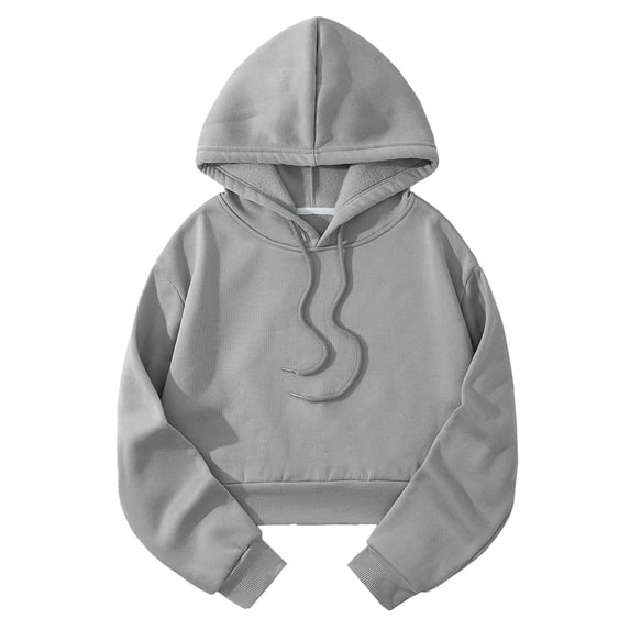 VISALY Hoodies Pullover Drawstring Sweatshirt Solid Color Pullover Comfortable Women Loose Long Sleeve Women's Wear Oversized Sweatshirt Womens Sweatshirts Womens Hoodies Pullover Grey S