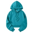 thumbnail image 1 of VISALY Hoodies Pullover Drawstring Sweatshirt Solid Color Pullover Comfortable Women Loose Long Sleeve Women's Wear Oversized Sweatshirt Womens Sweatshirts Womens Hoodies Pullover Light Blue S, 1 of 3