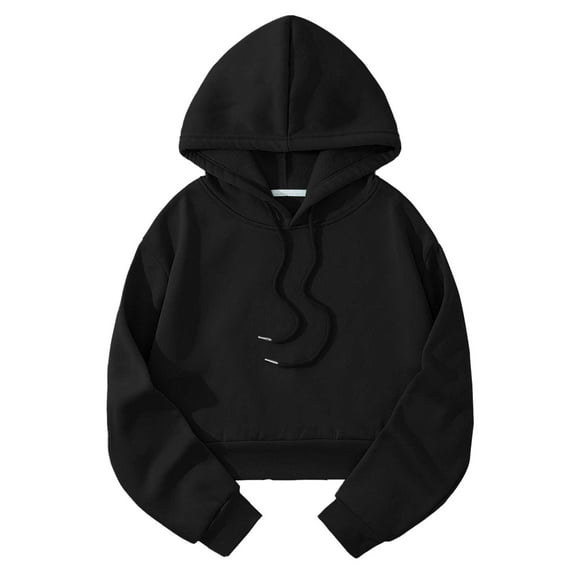 VISALY Hoodies Pullover Drawstring Sweatshirt Solid Color Pullover Comfortable Women Loose Long Sleeve Women's Wear Oversized Sweatshirt Womens Sweatshirts Womens Hoodies Pullover Black S