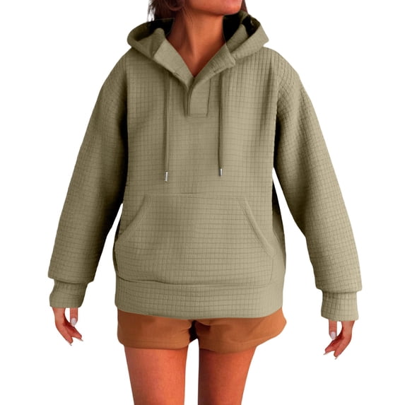VISALY Hoodies Pullover Drawstring Sweatshirt Women's Fashion Clothes for Every Occasion Cotton Linen Cardigan Summer Chic Oversized Sweatshirt Waffle Sweater Fall Sweatshirt Light Green 3Xl
