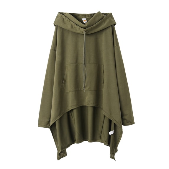 VISALY Hoodies Pullover Drawstring Sweatshirt Women's Solid Color Irregular Loose Pocket Sweatshirt Oversized Sweatshirt Lightweight Pullover for Women Dressy Sweaters for Women Green 5Xl