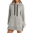thumbnail image 1 of VISALY Hoodies Pullover Drawstring Sweatshirt Women's Sweatshirt Dress Knee Length Long Pullover Tops Fall Winter Plush Sweater Oversized Sweatshirt Pullover Sweatshirt Basic Tops Gy2 Xl, 1 of 6