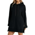 thumbnail image 1 of VISALY Hoodies Pullover Drawstring Sweatshirt Women's Sweatshirt Dress Knee Length Long Pullover Tops Fall Winter Sweater Oversized Sweatshirt Pullover Sweatshirt Basic Tops Black L, 1 of 7