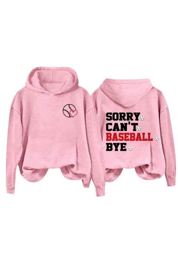 Hoodies Pullover Graphic Sweatshirts Women's Letterprinted Baseball Long Sleeved Hoodie Casual Sweaters Business Casual Sweaters Pullover for Women Pink M