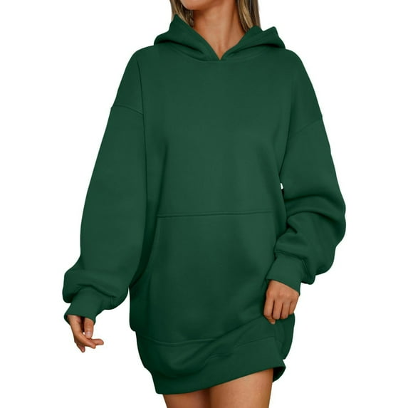 VISALY Hoodies Pullover Tunic Sweatshirt Fall Hoodies Sweatshirts Dresses Long Sleeve Sweaters Pullover Clothes with Pockets Casual Sweaters Athletic Sweatshirts Sweatshirts Loose Fit Hoodie Green S