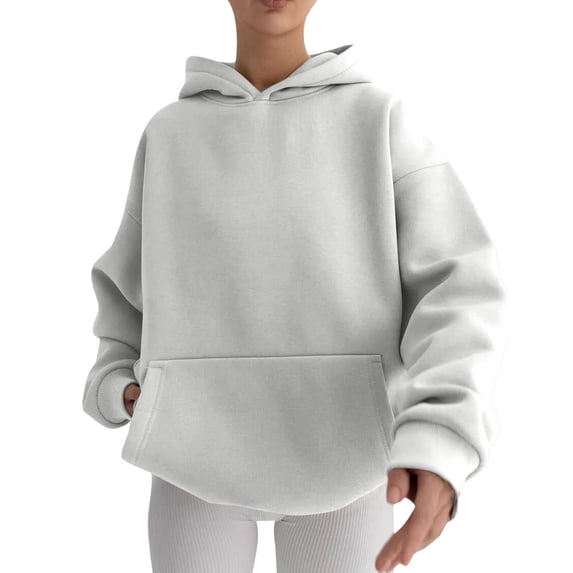 VISALY Hoodies Pullover Tunic Sweatshirt Hoodies Oversized Sweatshirts Pullover Sweaters Long Sleeve with Pockets Winter Fall Sweatshirt Long Sleeved Sweater Fall Sweatshirts Grey S