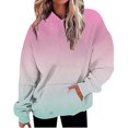 thumbnail image 1 of VISALY Hoodies Pullover Tunic Sweatshirt Oversized Casual Long Sleeve Loose Fashion Pockets Pullover Tops Printed Sweatshirts Soft Sweaters Womens Sweaters Dressy Casual Pullover Sweatshirt Pink S, 1 of 5