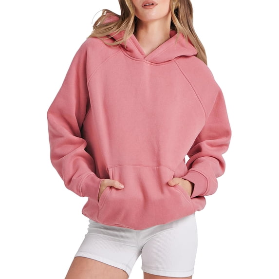 VISALY Hoodies Pullover Tunic Sweatshirt Women Oversized Sweatshirt Casual Basic Long Sleeve Athletic Workout Pullover Fall Clothes Half Zip Pullover Women Womens Sweatshirt Basic Tops Pink Xxl