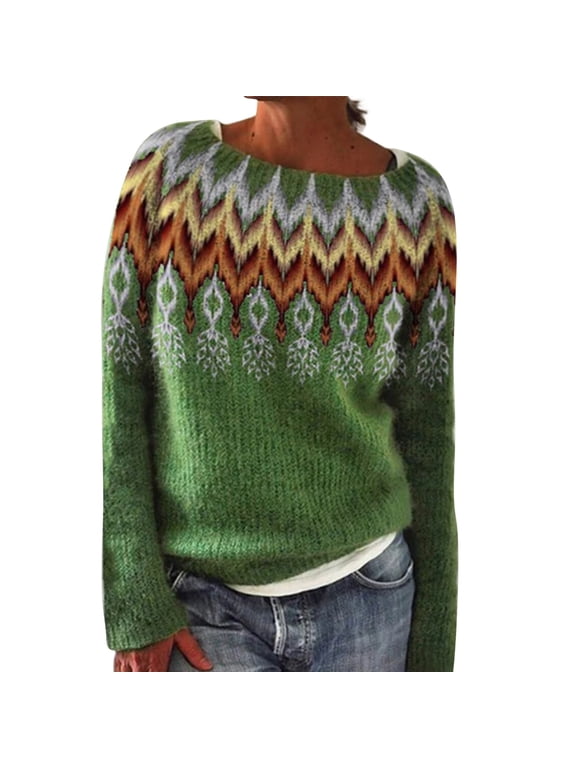 Isle Sweater Top 2025 Fashion Pullover Sweater Soft Warm Cozy Vintage Sweater Lightweight Knit Knitted Pullover Oversized Sweaters Sweaters for Women Cozy Cute Soft Touch Funnel JN 4XL