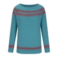 thumbnail image 1 of VISALY Isle Sweater Top Oversized Dressy Tops Soft Warm Cozy Soft Touch Funnel Merino W.ool Seamless Sweater Sweaters for Women Cropped Sweater Boho Pattern Pullover Oversized Sweaters Blue L, 1 of 7