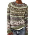 thumbnail image 1 of VISALY Isle Sweater Top Sweaters for Women 2025 Fashion Loose Pullover Vintage Sweater Graphic Tops Long Sleeve Basic Sweater Tops Crew Neck Merino W.ool Seamless Sweater Soft Warm Cozy Coffee S, 1 of 4