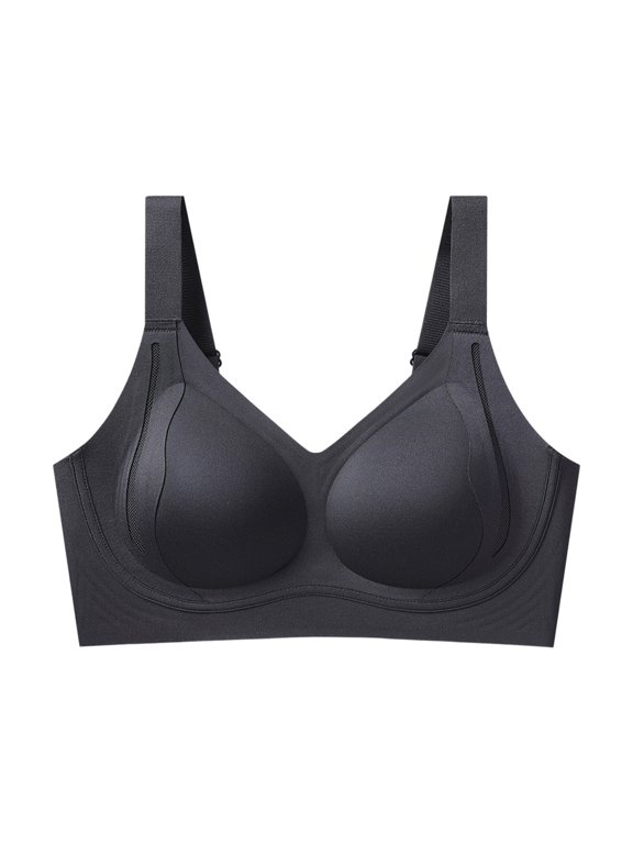 Jelly Bras for Women Full Coverage Custom Bust Lift Shaping Bra Shape Lifting Bralettes Plus Size Wireless Bra Comfortable Soft No Underwire Push Up Seamless Sleep Underwear Black L