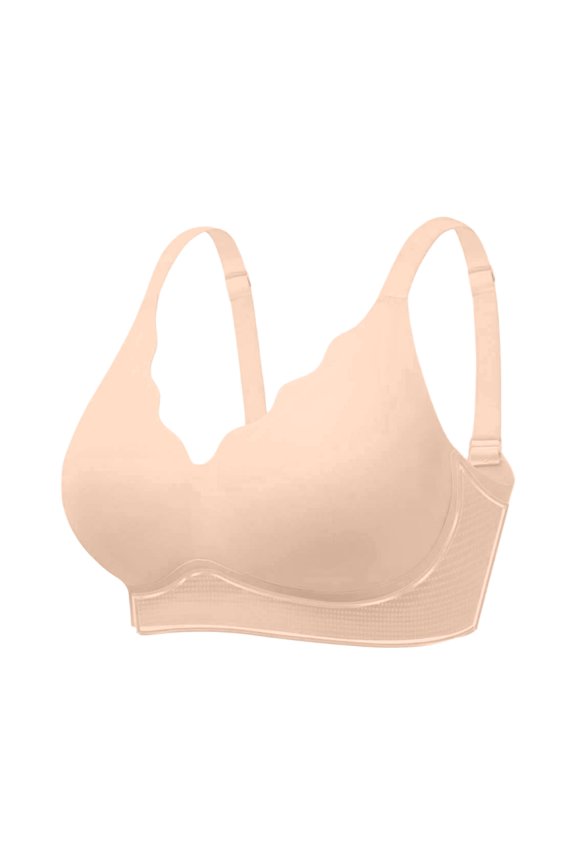 Jelly Lift Bust Shaping Bras for Women No Underwire with Support Seamless Wireless Supportive Bralettes Comfy Push Up Full Coverage Bralette Comfort Tshirt Padded Bra Light Yellow Xxl