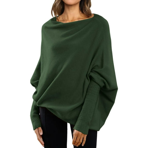 VISALY Knitted Pullover Sweaters Crochet Sweaters Light Weight Sweaters Casual Long Sleeve Tops Winter Knit Drop Shoulder Sweater Fall Boat Neck Sweater Running Sweatshirts Plain Sweatshirt Green Xl