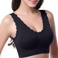 thumbnail image 1 of VISALY, Ladies Lace Push-Up Bra, Women Solid Four Breasted Adjustable Wireless Bra Wireless Bra for Big Busted Women Sports Bra High Support super gather bra wireless push-up bra, Black,M, 1 of 4