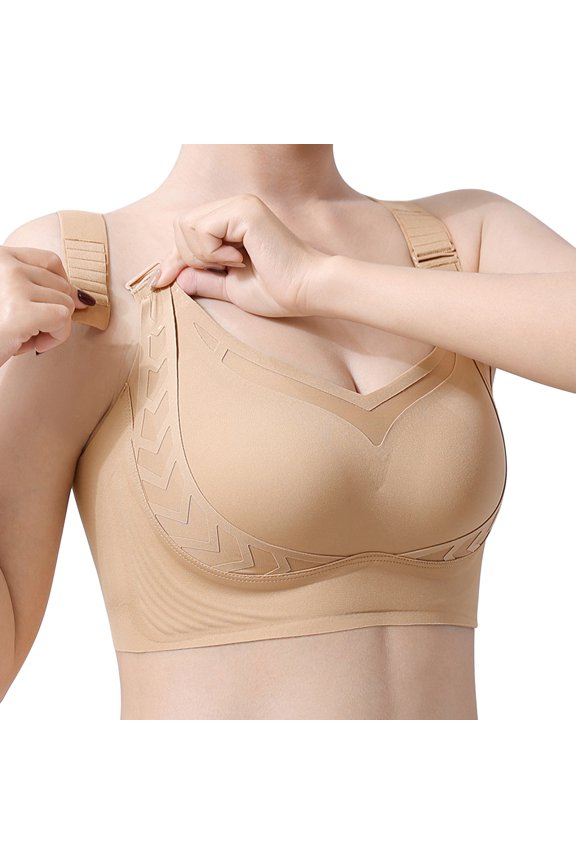 Lift Bust Shaping Bra,Shape Lifting Bra for Seniors Adjustable Bras for Older Women Seamless Support Bras Wireless Bra Full Coverage Comfy Soft Bralettes No Underwire Everyday Bras Khaki M