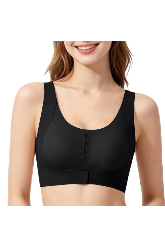 Lift Bust Shaping Bra Wireless Bust Shaping Bra High Lift Seamless Posture Corrector Bra Front Closure Wireless Support Bralette Full Coverage No Wire Back Support T-Shirts Vest Bras Black L