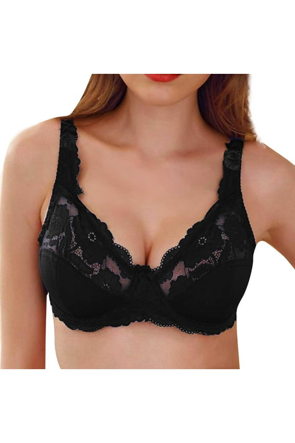 Light Lift Push Up, Ultra-Thin Bras for Women, Transparent and Breathable, Adjustable Bras Ladies, Bandeau Bras for Women Underwear and Bra Sets Transparent Bra Straps, Black,85D