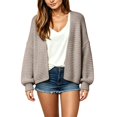thumbnail image 1 of VISALY Lightweight Knit Cardigans Sweater for Women Chunky Waffle Knit Cardigans Open Front V Neck Oversized Bubble Long Sleeve Cropped Loose Knit Sweater Jacket Plus Sized Casual Coat Light Ashy A, 1 of 6