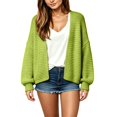 thumbnail image 1 of VISALY Lightweight Knit Cardigans Sweater for Women Chunky Waffle Knit Cardigans Open Front V Neck Oversized Bubble Long Sleeve Cropped Loose Knit Sweater Jacket Plus Sized Casual Fall Coat Green A, 1 of 4