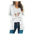 thumbnail image 1 of VISALY Long Cardigans Button Down Cardigans Front Womens Sweaters Pockets Coat Long Knit Open Sleeve Cardigan Patchwork Women's Coat Crochet Cardigan Trendy Cardigan White M, 1 of 9