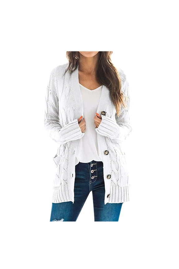 Long Cardigans Button Down Cardigans Front Womens Sweaters Pockets Coat Long Knit Open Sleeve Cardigan Patchwork Women's Coat Crochet Cardigan Trendy Cardigan White M