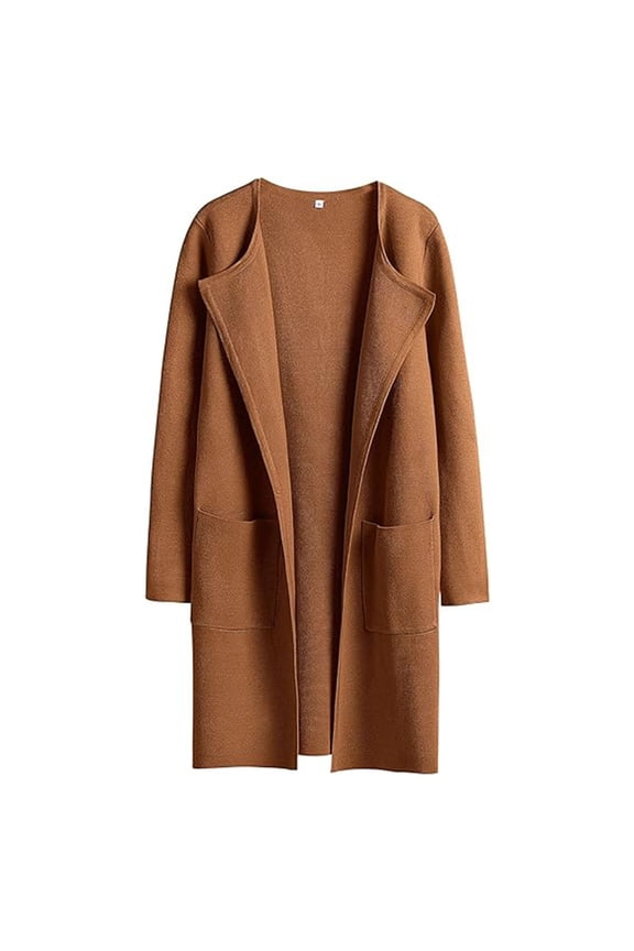 Long Cardigans Cardigan with Pockets Womens Knit Cardigan Sweaters Oversized Open Front Long Sleeve Lapel Casual Jacket Fall Coat Oversized Cardigans Warm Cardigan Brown Xl