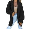 thumbnail image 1 of VISALY Long Cardigans Chunky Cardigan Sweaters Women's Long Sleeve Collared Jacket Open Front Knit Cardigan Sweaters Oversized Coat with Pockets Knit Cardigans Womens Cardigans Dressy Casual Black L, 1 of 5