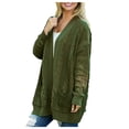 thumbnail image 1 of VISALY Long Cardigans Chunky Cardigan Sweaters Women's Long Sleeve Ribbed Knit Cardigan Open Front Casual Fall Sweaters with Pockets Trendy Sweaters Beach Cardigan Green Xxl, 1 of 8