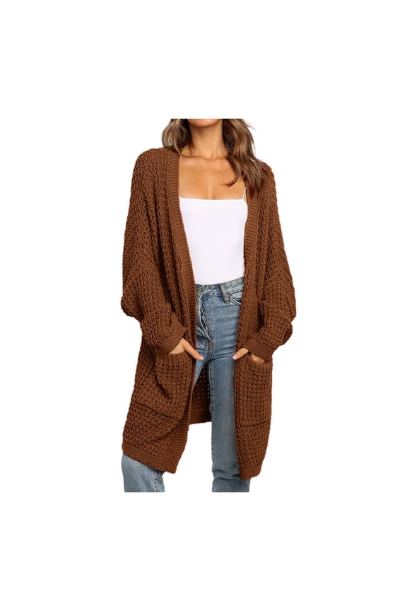 Long Cardigans Chunky Knit Cardigan Cardigan Coat Womens Long Sleeve Open Knit Boho Patchwork Sweaters Front Pockets Sweater Sweater for Dress Cover Trendy Cardigan Wine M