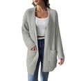 thumbnail image 1 of VISALY Long Cardigans Chunky Knit Cardigan Cardigan Sweaters for Women with Pocket Trendy Casual Long Sleeve Tops Open Front Fall Winter Coats Cardigan with Pockets Soft Cardigans Grey M, 1 of 9