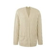 thumbnail image 1 of VISALY Long Cardigans Chunky Knit Cardigan Women's Cable Knit Long Sleeve Open Front Cardigan Oversized Lightweight Cardigan Sweaters Cover Up with Pockets Crochet Cardigan Beach Cardigan Beige L, 1 of 6