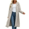 thumbnail image 1 of VISALY Long Cardigans Long Sleeve Cardigan Knit Long Sweaters for Women Lightweight Open Front Sweaters Oversized Knee Length Long Coats Chunky Cardigan Sweaters Cute Cardigans Beige Xxl, 1 of 6