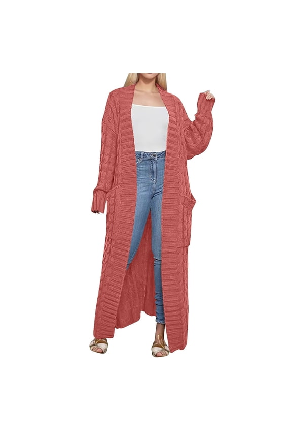 Long Cardigans Long Sleeve Cardigan Long Sweaters for Women Cardigan Open Front Plus Size Cable Knit Duster Cardigans Winter Coat Chunky Cardigan Sweaters Cardigan with Pockets Pink Xl