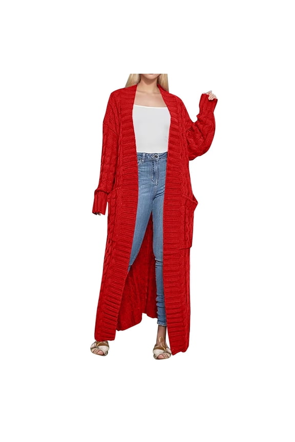 Long Cardigans Long Sleeve Cardigan Long Sweaters for Women Cardigan Open Front Plus Size Cable Knit Duster Cardigans Winter Coat Chunky Cardigan Sweaters Cardigan with Pockets Rd2 S