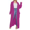 thumbnail image 1 of VISALY Long Cardigans Long Sleeve Cardigan Long Sweaters for Women Cardigan Open Front Plus Size Cable Knit Duster Cardigans Winter Coat Chunky Cardigan Sweaters Cardigan with Pockets Hot Pink L, 1 of 5