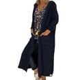 thumbnail image 1 of VISALY Long Cardigans Long Sleeve Cardigan Womens Long Cardigan Sweaters Hooded Knitted Oversized Sweater Coat Open Front Cardigan Cardigan with Pockets Navy S, 1 of 8