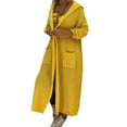 thumbnail image 1 of VISALY Long Cardigans Long Sleeve Cardigan Womens Long Cardigan Sweaters Hooded Knitted Oversized Sweater Coat Open Front Cardigan Cardigan with Pockets Yellow M, 1 of 9