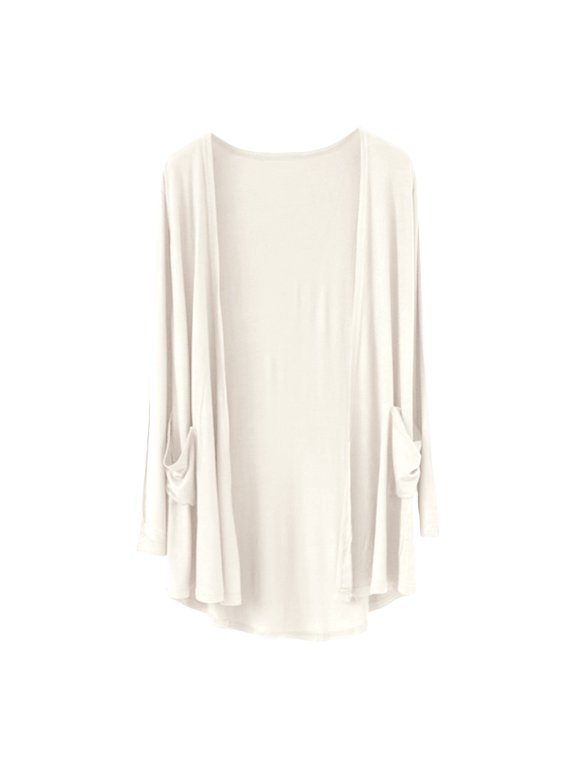 Long Cardigans Open Front Cardigan Solid Color Spring and Summer Cardigan Long Sleeved Shawl Versatile Small Jacket Cotton Shirt Large Size Thin Cardigans Lightweight Trendy Cardigan White L