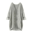 thumbnail image 1 of VISALY Long Cardigans Open Front Cardigan for Women Women's Fashionable and Casual Solid Color V Neck Long Sleeved Button Cardigan Thin Cardigans Lightweight Crewneck Cardigan Grey Xxl, 1 of 9