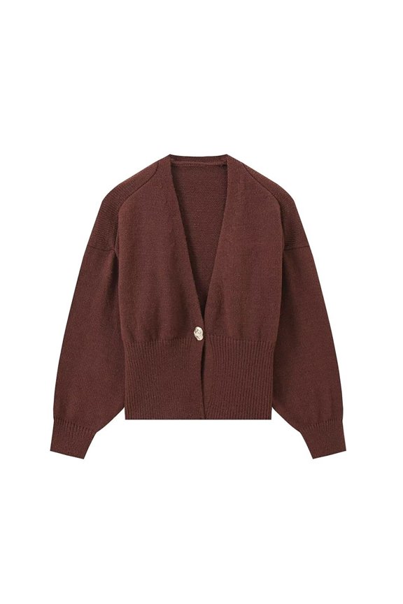 Long Sleeve Cardigan Cardigans for Women Trendy Elegant V Neck Cardigan Sweaters for Women Lightweight Plain Cardigans Fall Knit Sweater Tops Open Front Cardigan Knit Cardigans Coffee L