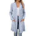 thumbnail image 1 of VISALY Long Sleeve Cardigan Chunky Knit Cardigan Long Cardigans for Women Lightweight Fall Sweaters V Neck Knit Sweater Front Button Up Cardigan Open Front Cardigan Cardigan with Pockets A L, 1 of 4