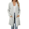 thumbnail image 1 of VISALY Long Sleeve Cardigan Chunky Knit Cardigan Long Cardigans for Women Lightweight Fall Sweaters V Neck Knit Sweater Front Button Up Cardigan Open Front Cardigan Cardigan with Pockets Grey Xxl, 1 of 3