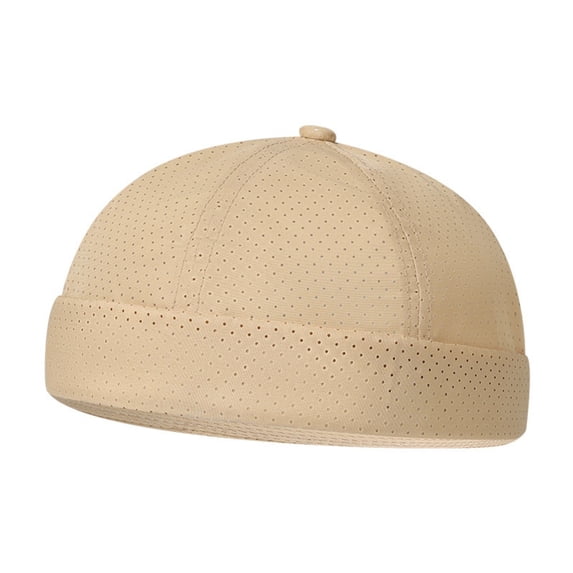 VISALY Men's Breathable Mesh Skullcap Lightweight Quick Dry Beanie Cap Breathable Mesh Brimless Hat No Brim Summer Docker Beanie Cap Lightweight No Brim Skullcap Summer Hat Khakione Size