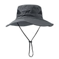 thumbnail image 1 of VISALY Men's Wide Brim Sun Hat Unisex Uv Protection Breathable Bucket Hat with Chin Strap Foldable Mesh Breathable Sun Hat Outdoor Fishing Hiking Safari Hat Summer Camping Gardening Beach Dark Graya, 1 of 7