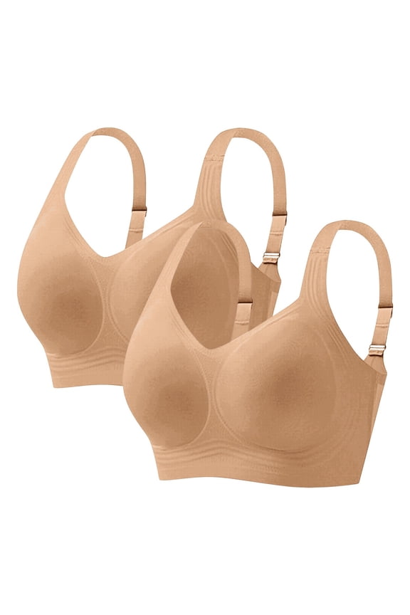 Minimizer Full Coverage Supportive Wireless Lifting Bras Minimizer Bralette Underwire Free Bra Lift Bra Supportive Bra Full Coverage Bra No Underwire Jelly Bra Jelly Support Bra 2Pc Khaki L
