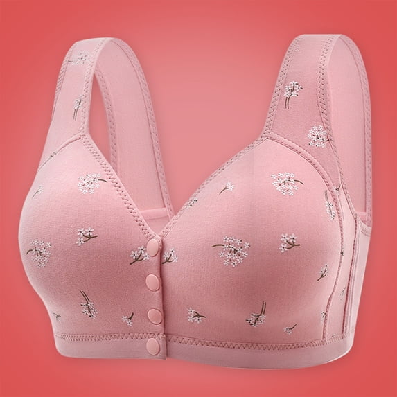 VISALY Nursing Bralette Front Closure Bras Womens Daisy Bra Front Closure Sports Bras Beauty Back Full Coverage Easy Close Bra Front Buckle Corset Wireless Comfortable Bras For Women Rose Gold 3XL