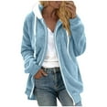 thumbnail image 1 of VISALY Oversized Fuzzy Fleece Jacket Coat for Women Fashion Zip Up Hooded 2025 Trendy Casual Thicken Cardigan Coat with Pockets Shaggy Warm Winter Outerwear Light Blue S, 1 of 9