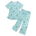 thumbnail image 1 of VISALY Pajama Sets Cute Pajama Sets Sleepwear Short Sleeve V Neck Top Elastic Waist Pants Loungewear Sleep Sets 2 Piece Pajama Set Matching Pajama Set Plus Size Pajamas Set Comfy Set Light Blue Xl, 1 of 7