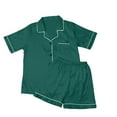 thumbnail image 1 of VISALY Pajama Sets Silk Pajamas Satin Sleepwear Button Down Pajamas Short Sleeve Collared Shirts Lounge Sets Short Pajama Set for Women Comfortable Home Wear Two Piece Pajamas Green L, 1 of 5